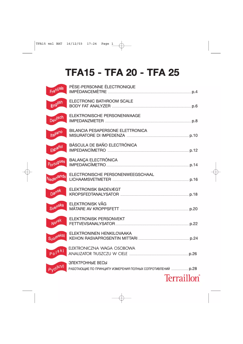 Image de la première page du manuel de l'appareil TFA 20