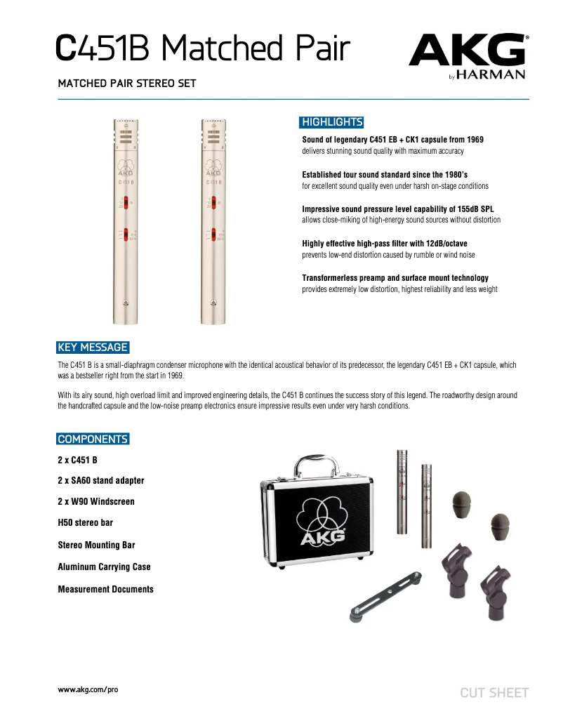 Page n°1 - Fiche technique AKG C451 B
