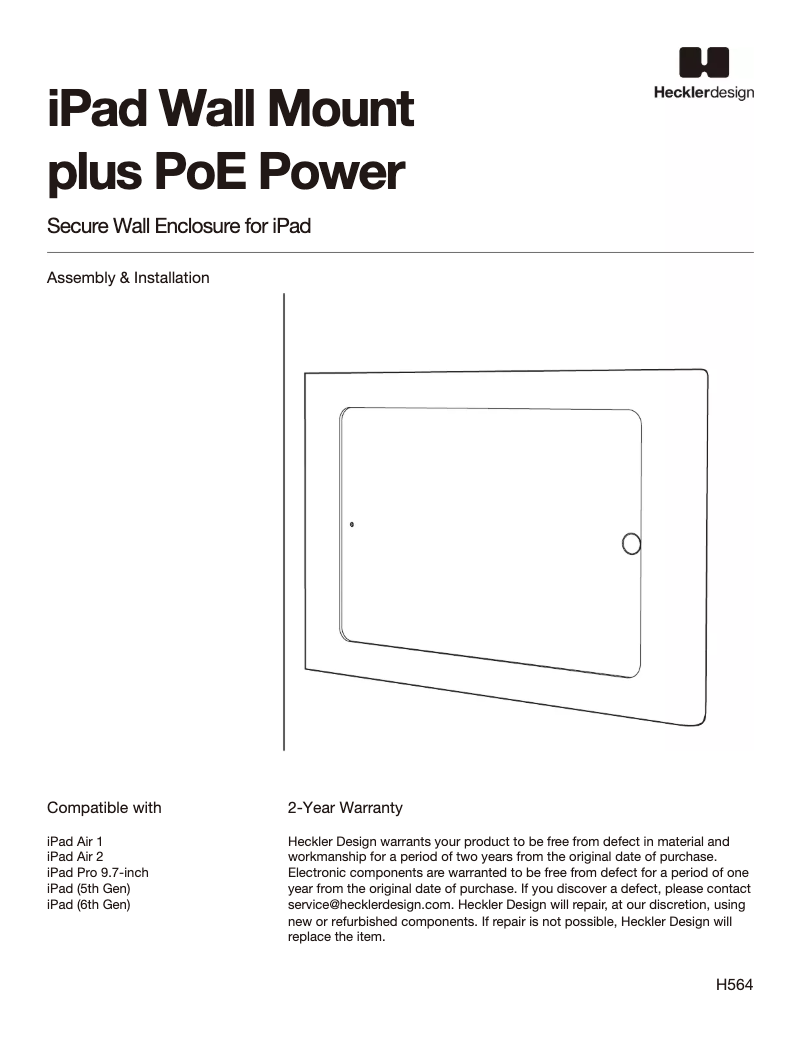 Page 1 de la notice Manuel utilisateur Heckler Design H564-BG