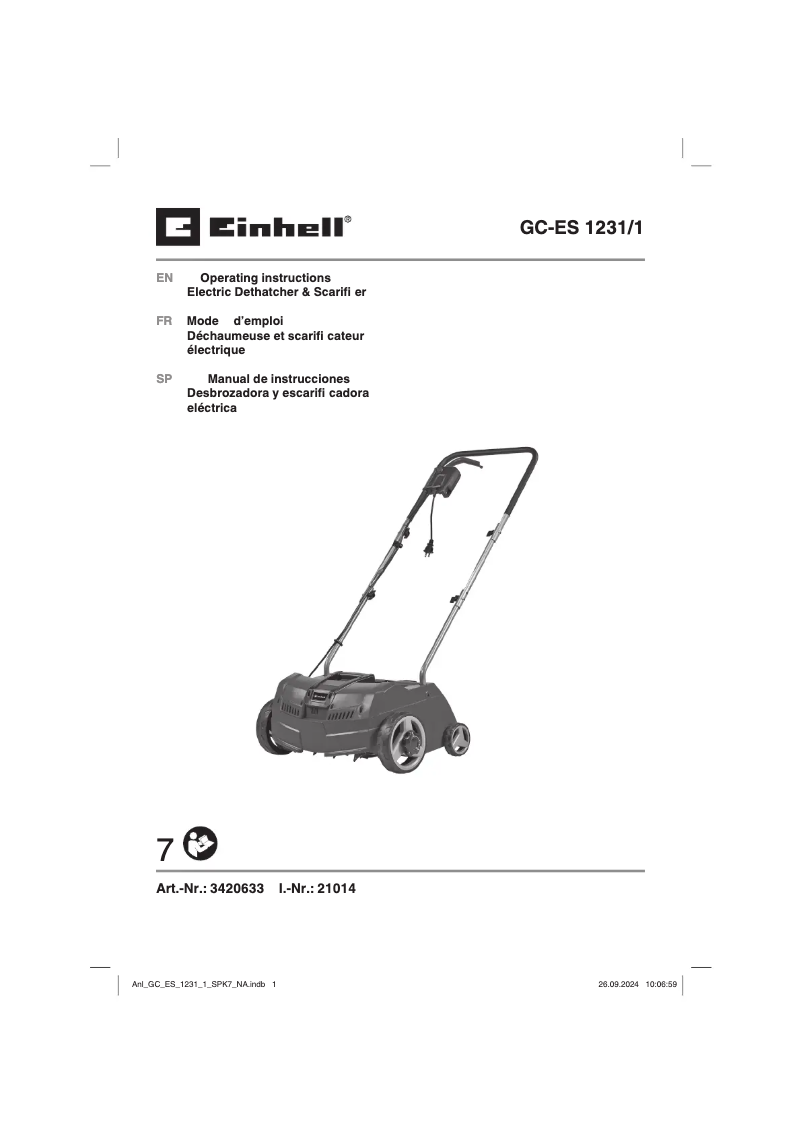 Image de la première page du manuel de l'appareil GC-ES 1231/1