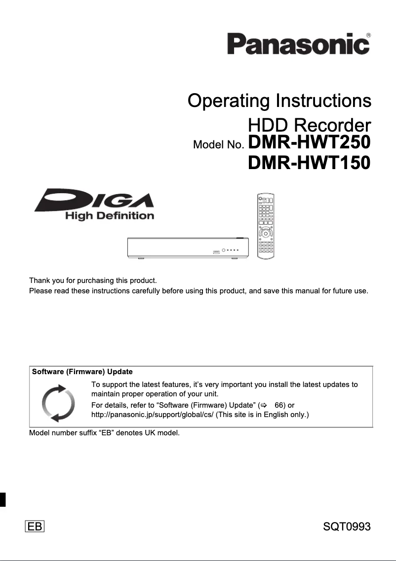 Imagen de la primera página del manual del dispositivo DMR-HWT150