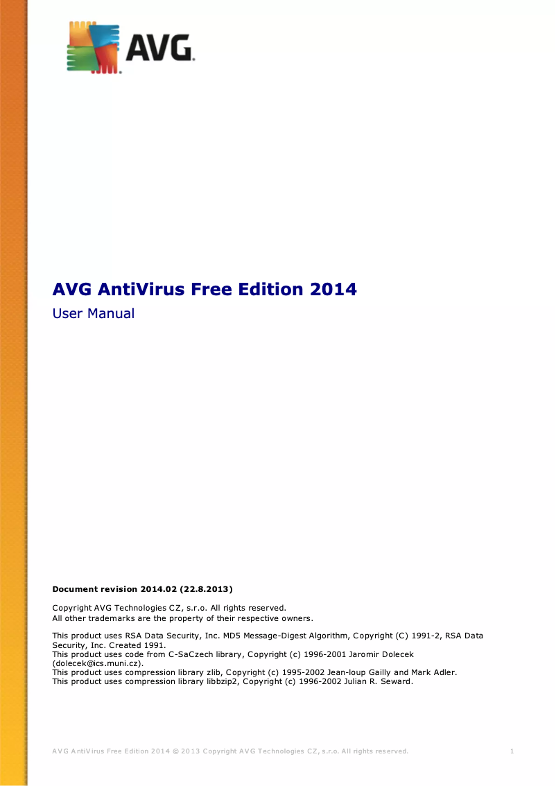 Page n°1 - Manuel utilisateur AVG AntiVirus Free Edition 2014