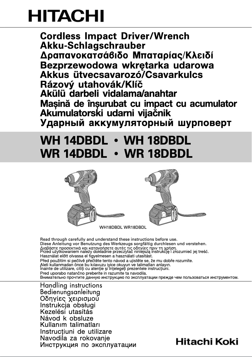 Page 1 de la notice Manuel utilisateur Hitachi WH 18DBDL