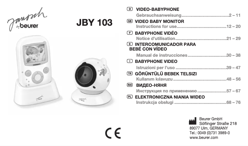 Page 1 de la notice Manuel utilisateur Beurer JBY 103