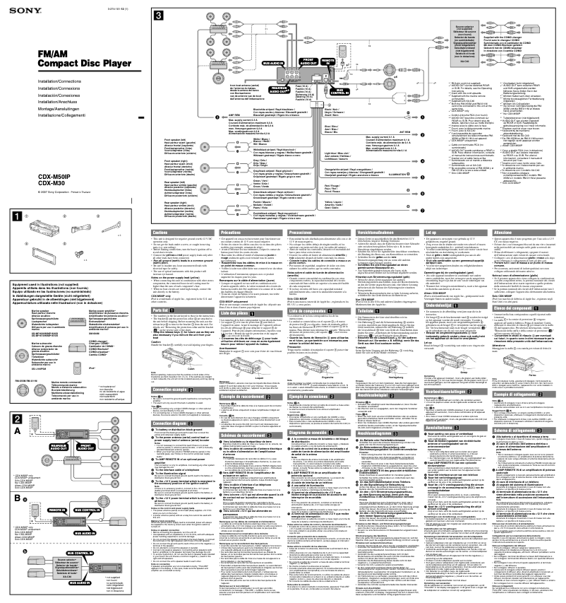Page n°1 - Guide d'installation Sony CDX-M30