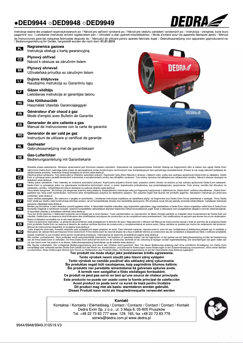 Image de la première page du manuel de l'appareil DED9944