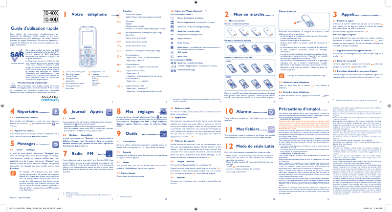 Page n°1 - Manuel utilisateur Alcatel One Touch 1040