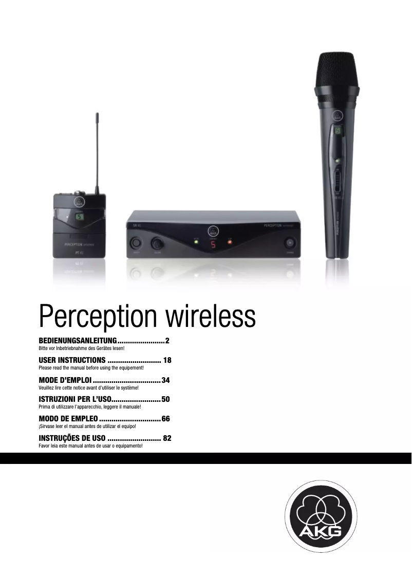Image de la première page du manuel de l'appareil Perception Wireless PT 45