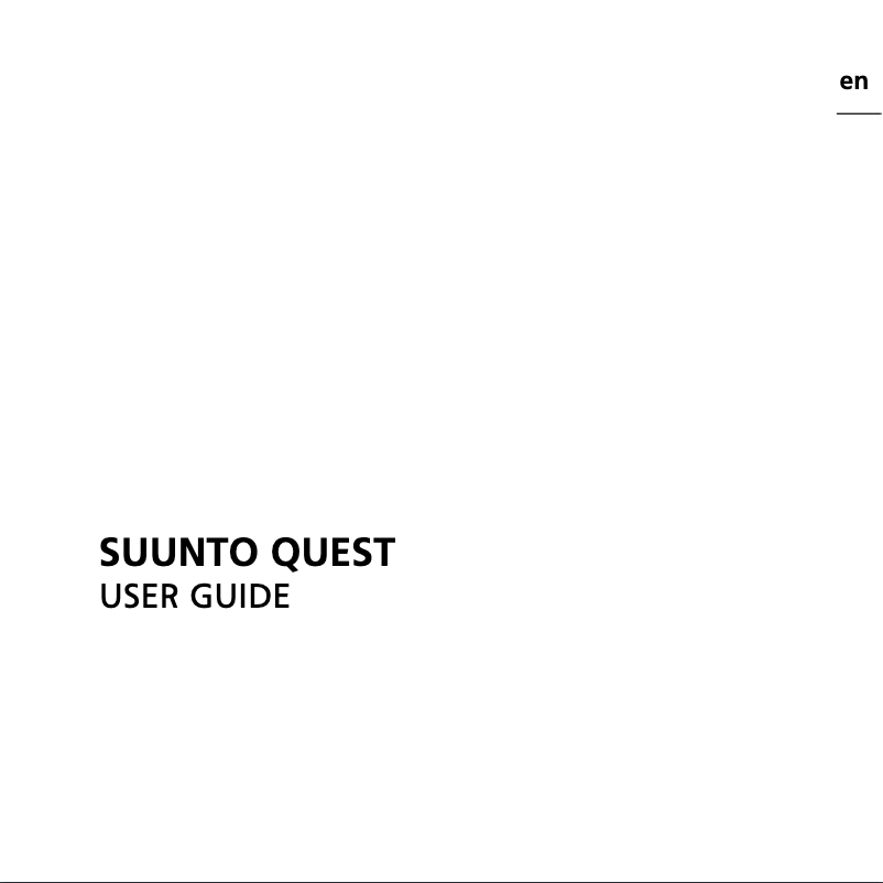 Page n°1 - Manuel utilisateur Suunto Quest Speed Pack