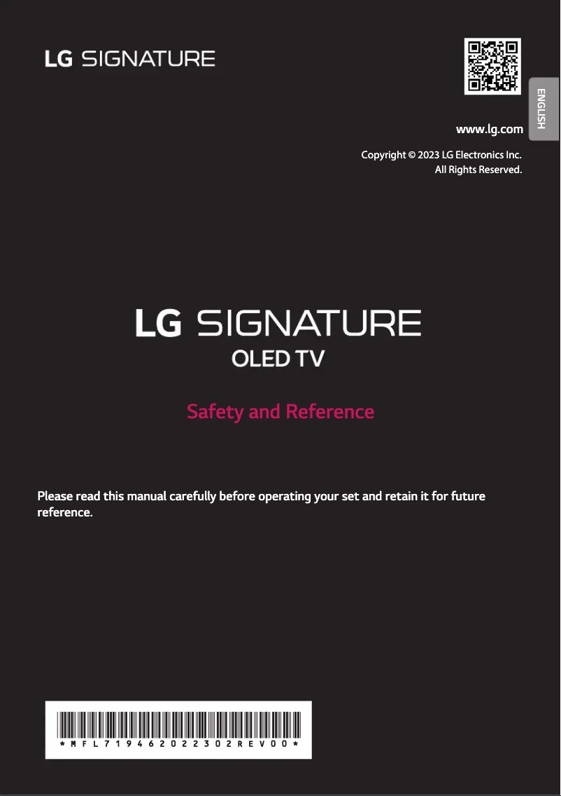 Page 1 de la notice Manuel utilisateur LG OLED88Z39LA