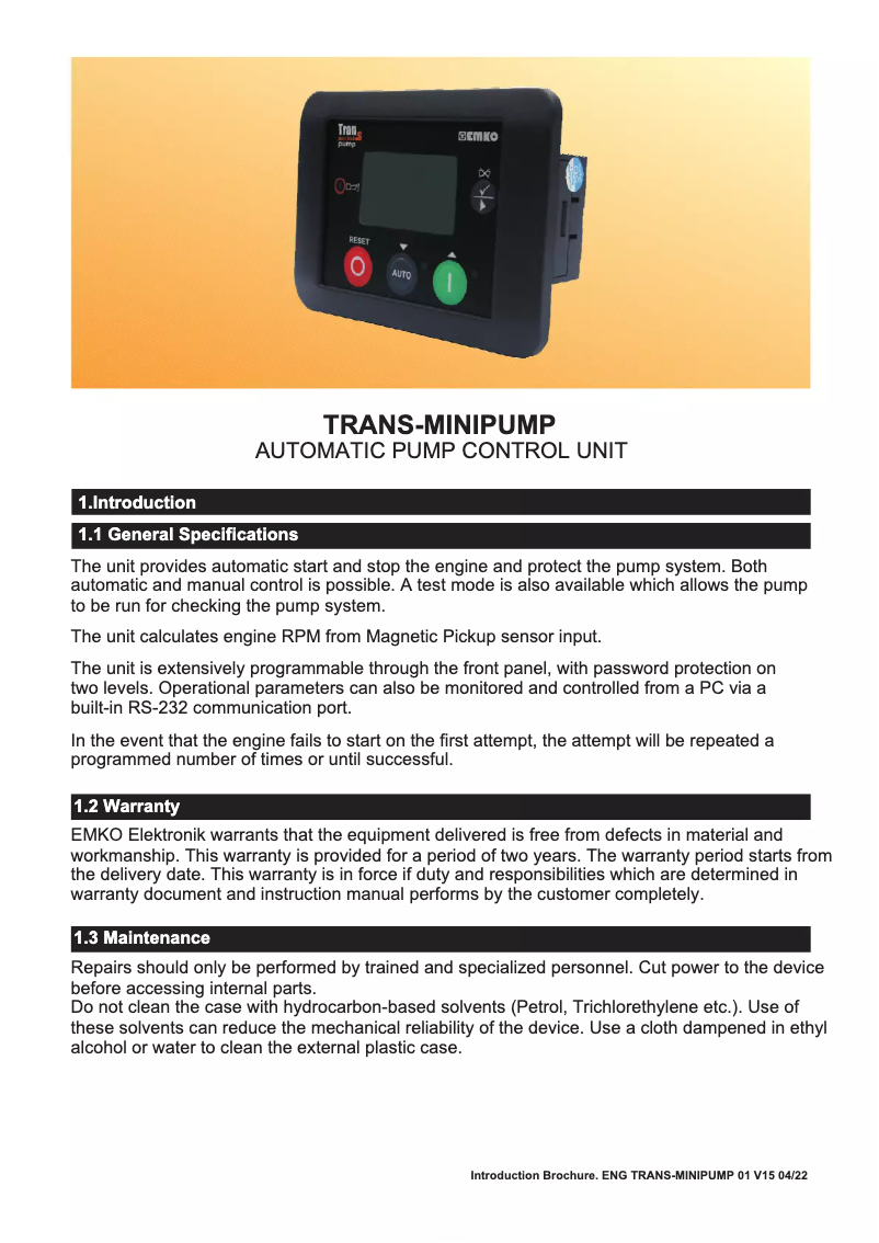 Página 1 del manual Manual de usuario Emko Trans-MiniPump