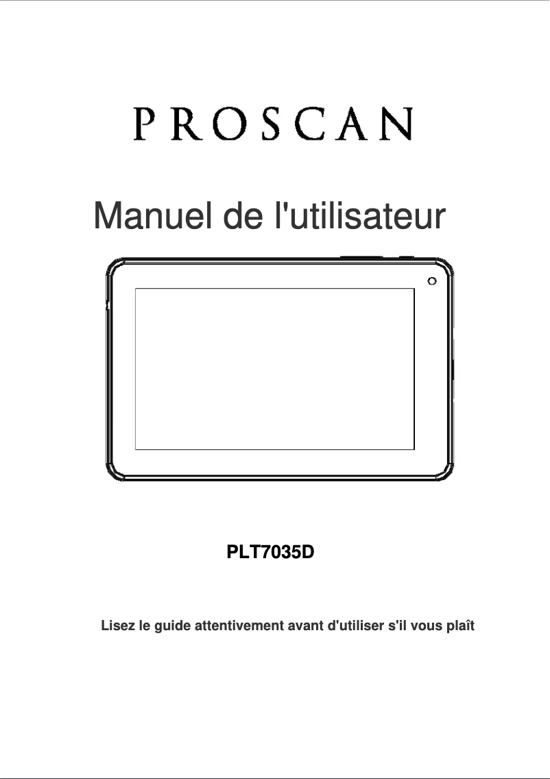 Page n°1 - Manuel utilisateur Proscan PLT7035-D
