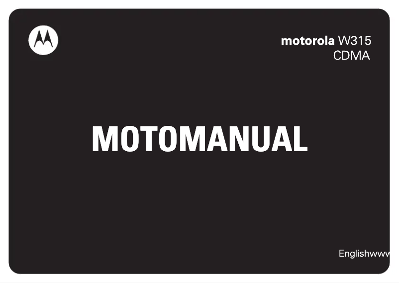 Page n°1 - Manuel utilisateur Motorola W315