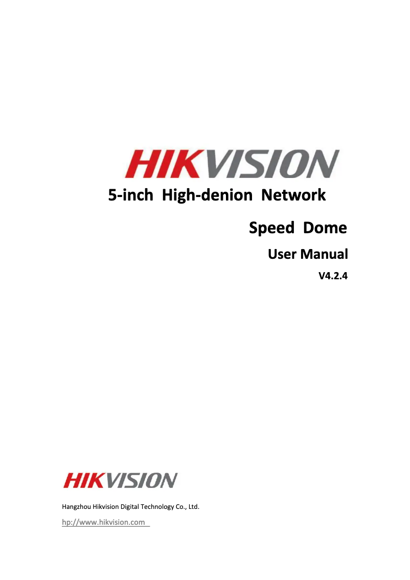 Page n°1 - Manuel utilisateur Hikvision DS-2DF5286-AE3