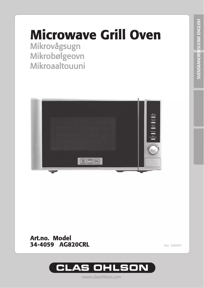 Page n°1 - Manuel utilisateur Clas Ohlson AG820CRL