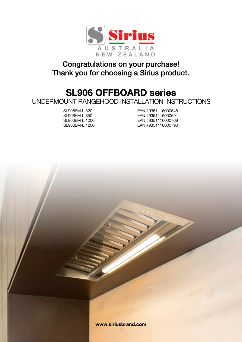 Page n°1 - Manuel utilisateur Sirius SL906EM-L 520