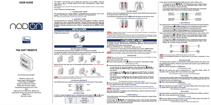 Page 1 de la notice Manuel utilisateur NodOn NODECRC3602