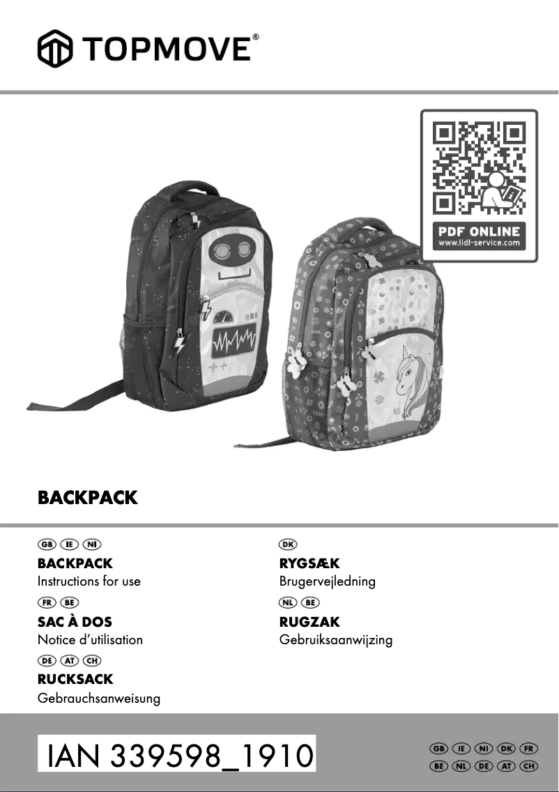 Page n°1 - Manuel utilisateur Topmove IAN 339598