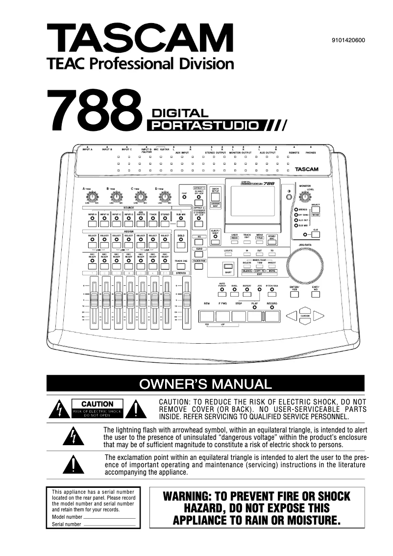 Page n°1 - Manuel utilisateur Tascam 788