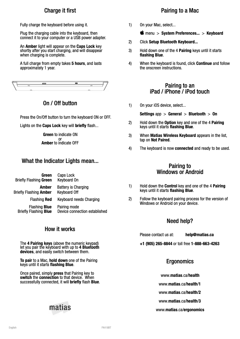 Page 1 of the manual User Manual Matias Wireless Aluminum