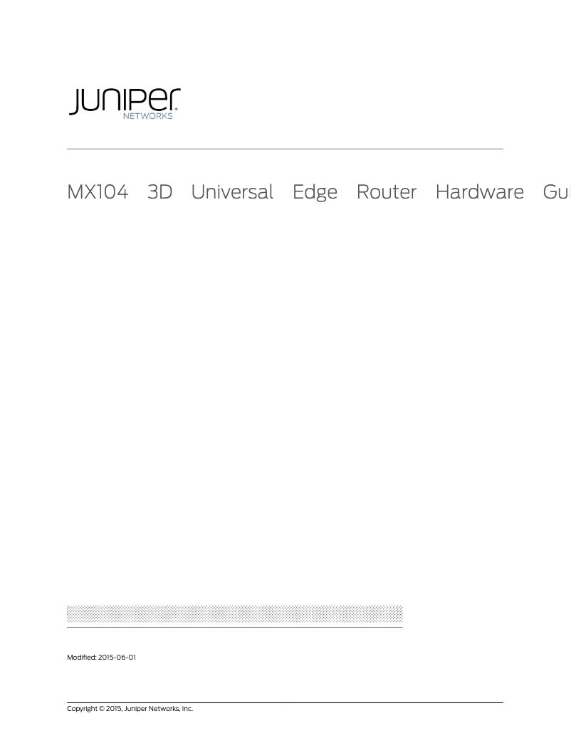 Page 1 de la notice Manuel utilisateur Juniper MX104
