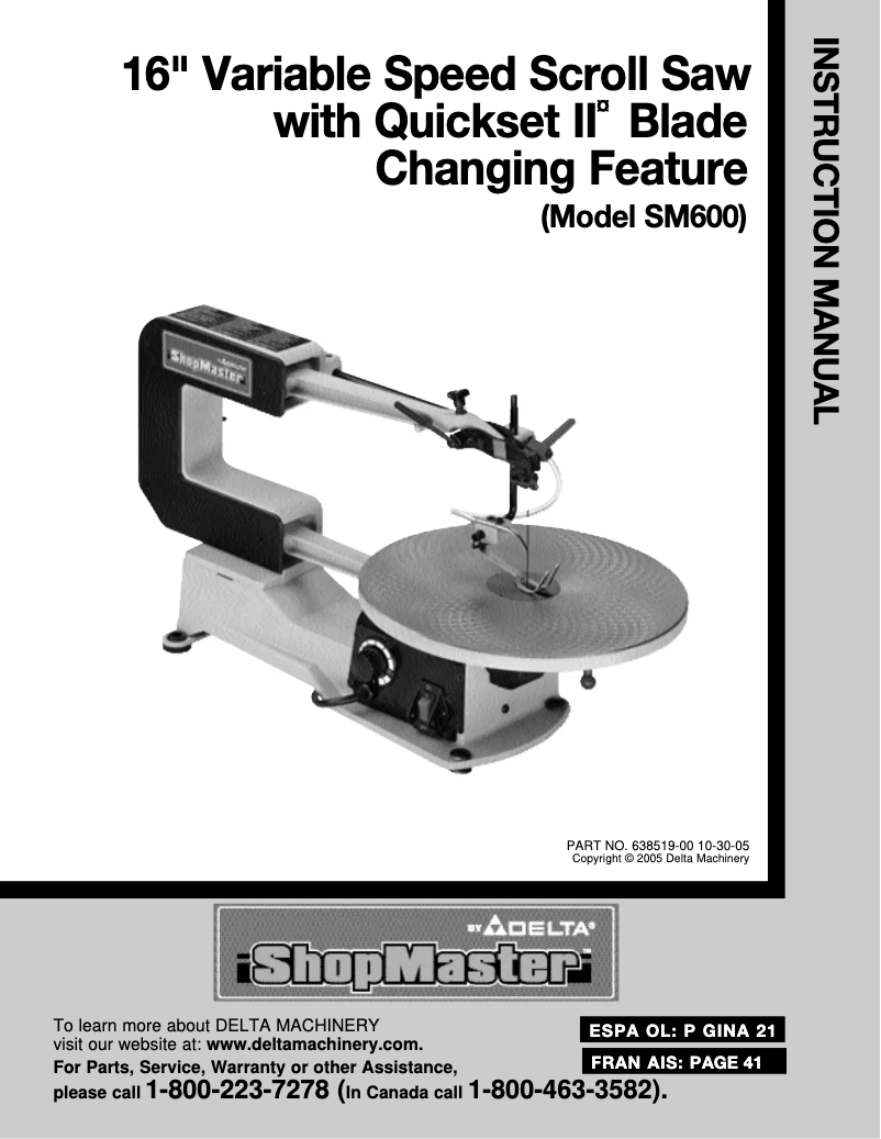 Image de la première page du manuel de l'appareil SM600