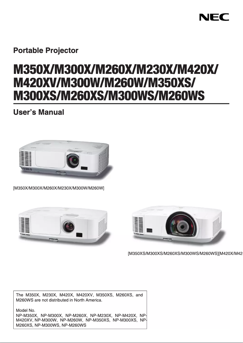 Page 1 de la notice Manuel utilisateur NEC M300W