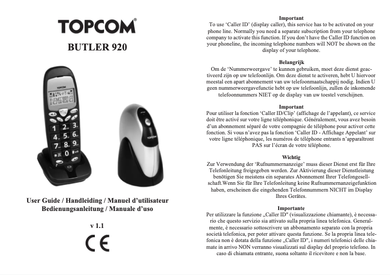 Imagen de la primera página del manual del dispositivo Butler 920