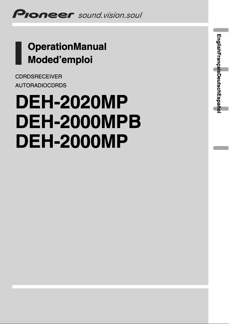 Page n°1 - Manuel utilisateur Pioneer DEH-2020MP