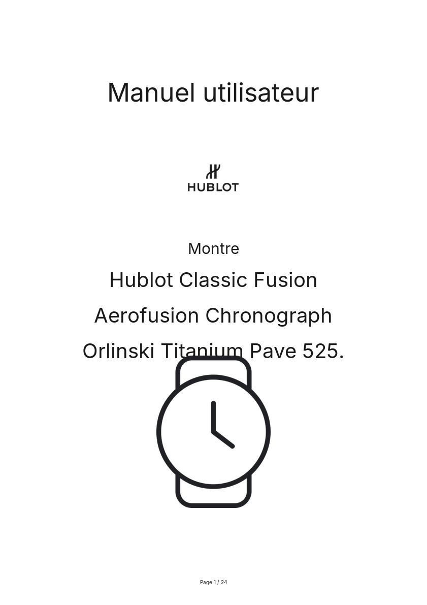 Image de la première page du manuel de l'appareil Classic Fusion Aerofusion Chronograph Orlinski Titanium Pave 525.