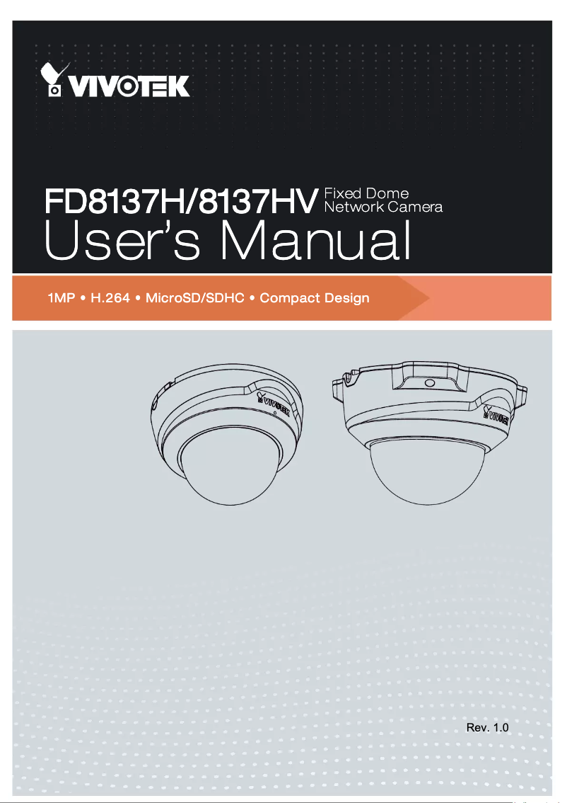 Page 1 de la notice Manuel utilisateur Vivotek FD8137HV-F3