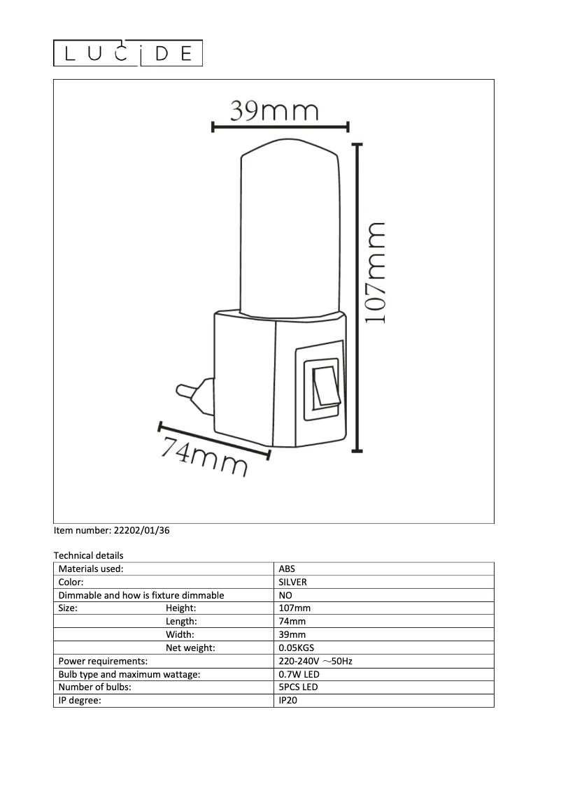 Image de la première page du manuel de l'appareil Led night light 22202/01/36