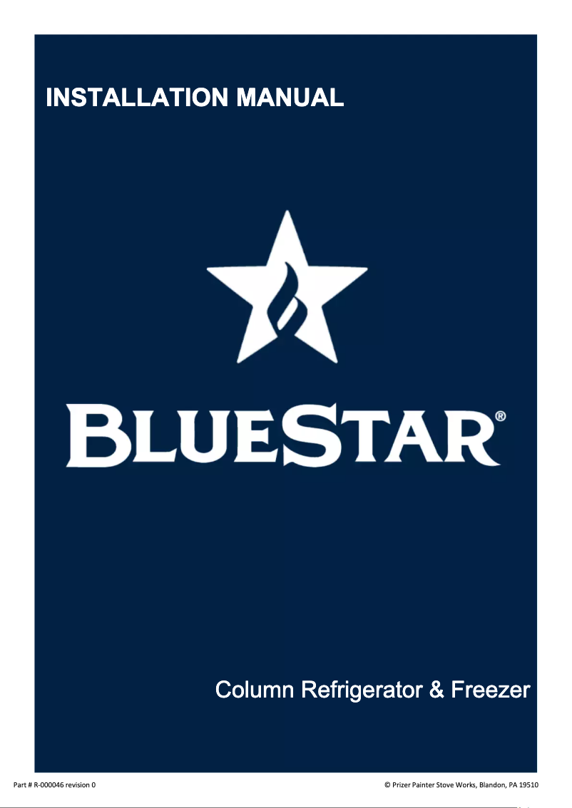 Page n°1 - Guide d'installation BlueStar BIR24L0