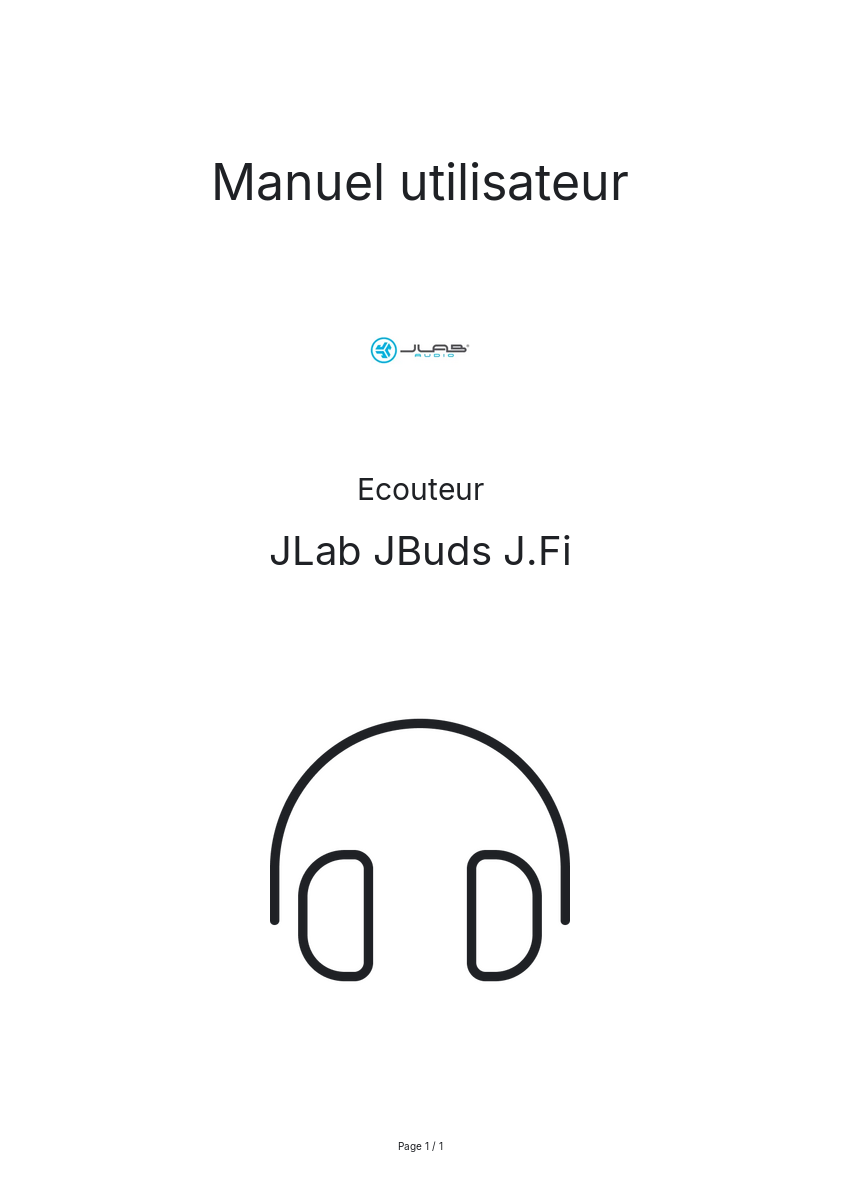 Image de la première page du manuel de l'appareil JBuds J.Fi