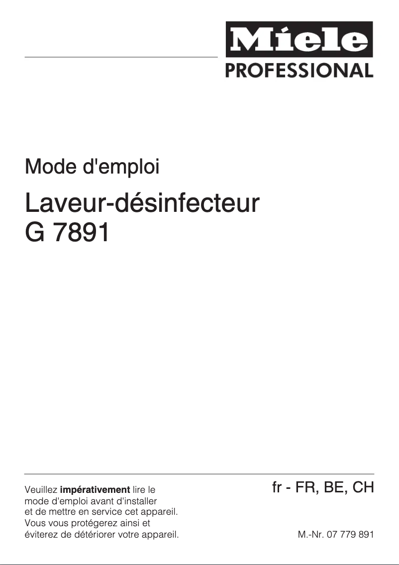 Image de la première page du manuel de l'appareil G 7891