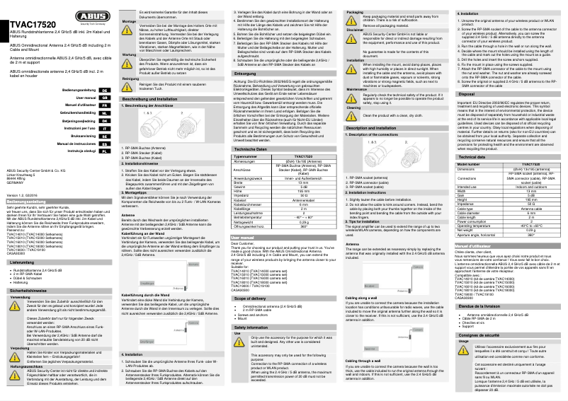Page 1 de la notice Manuel utilisateur Abus TVAC17520