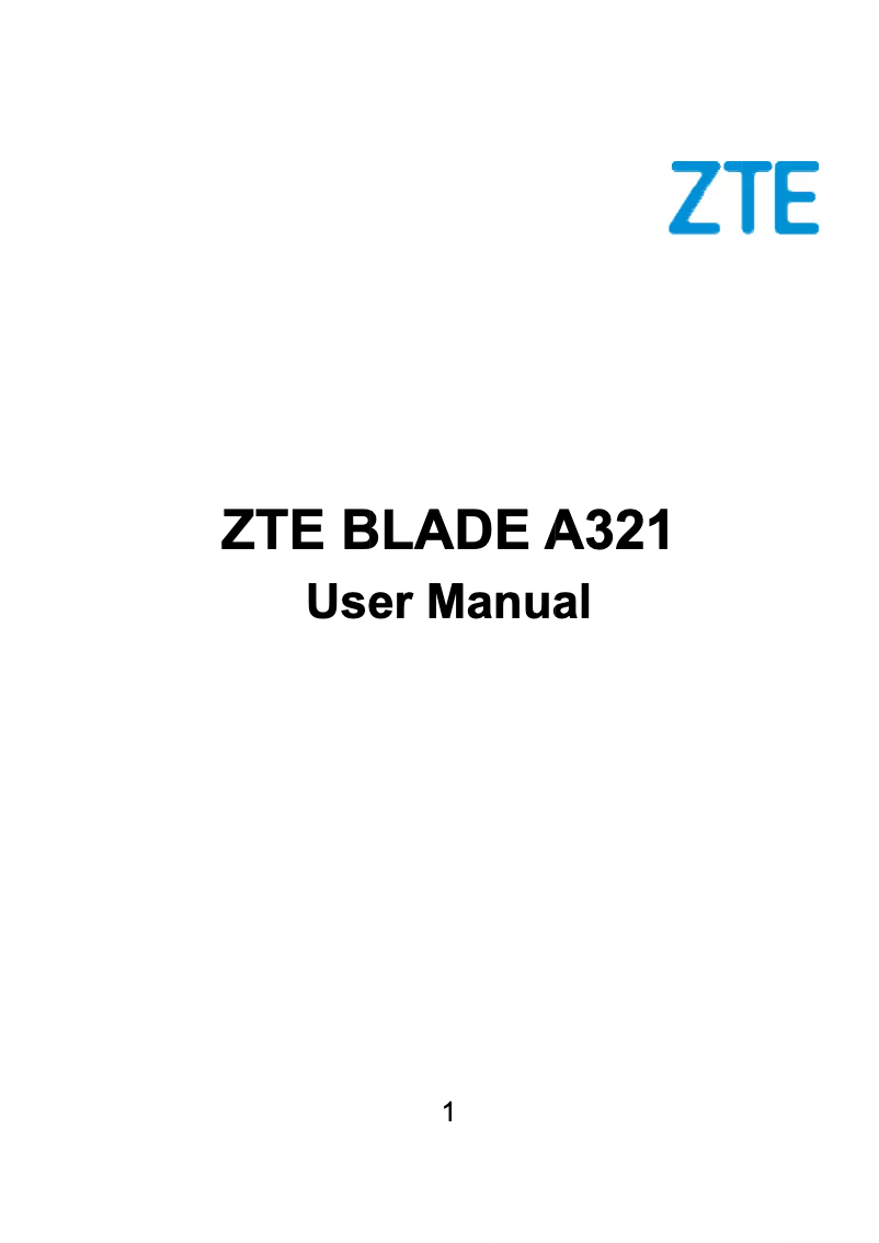Page 1 de la notice Manuel utilisateur ZTE Blade A321