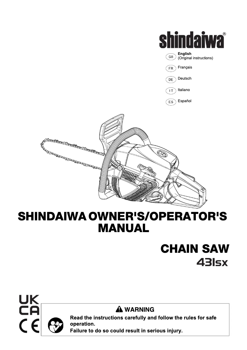 Page 1 de la notice Manuel utilisateur Shindaiwa 431SX