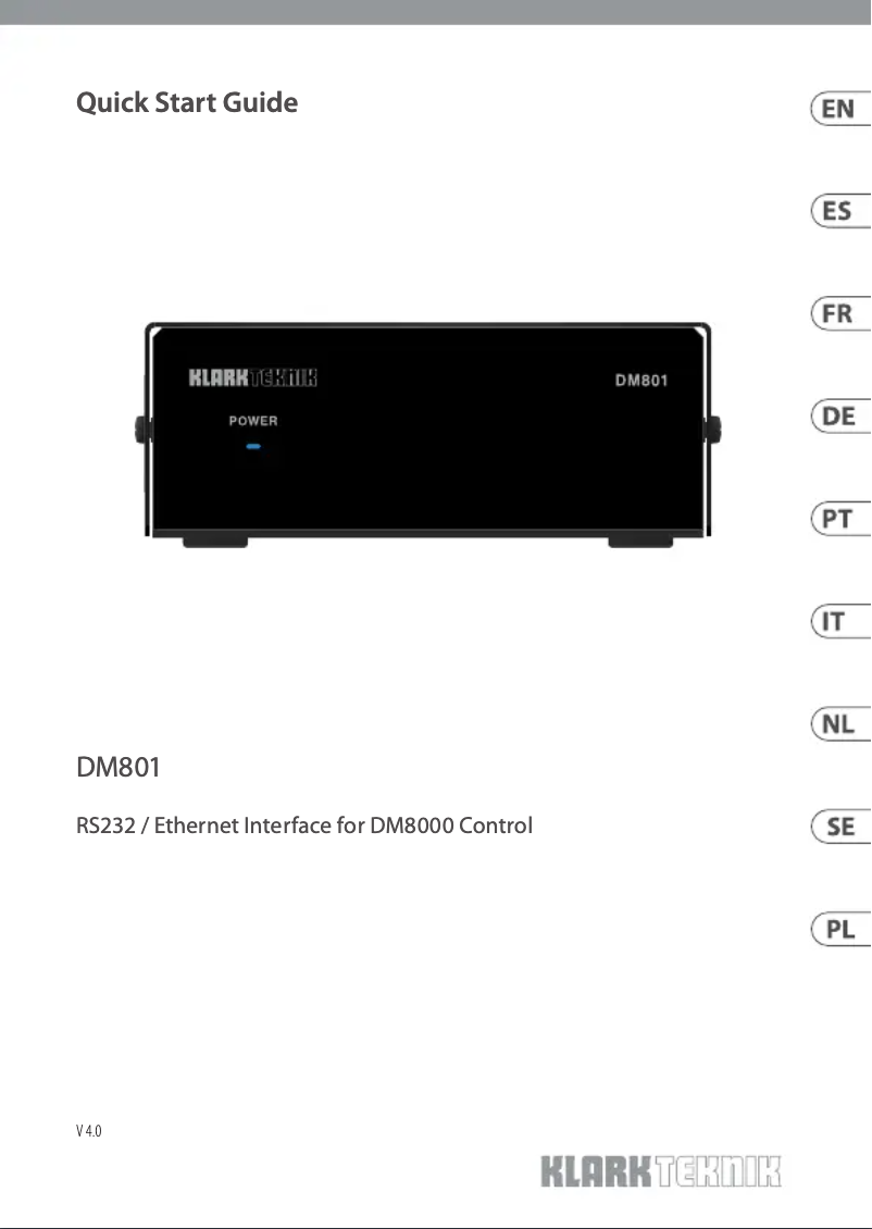 Page n°1 - Guide de démarrage rapide Klark Teknik DM801