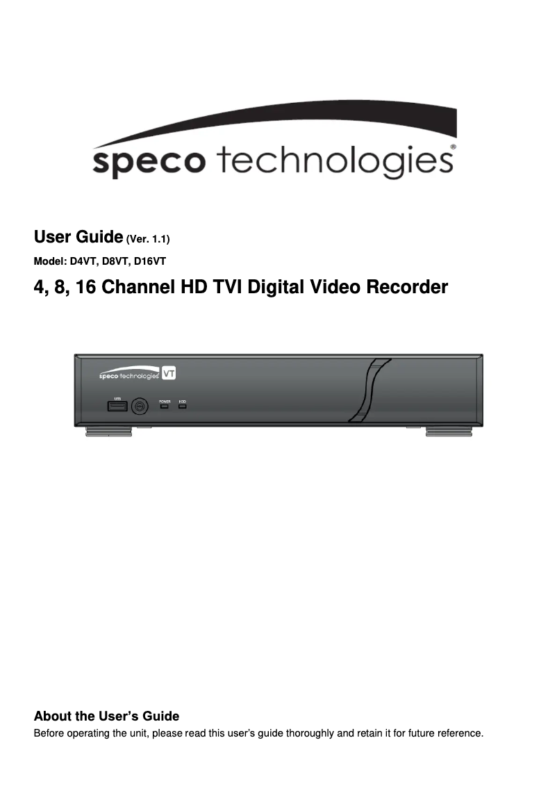 Image de la première page du manuel de l'appareil D4VT1TB