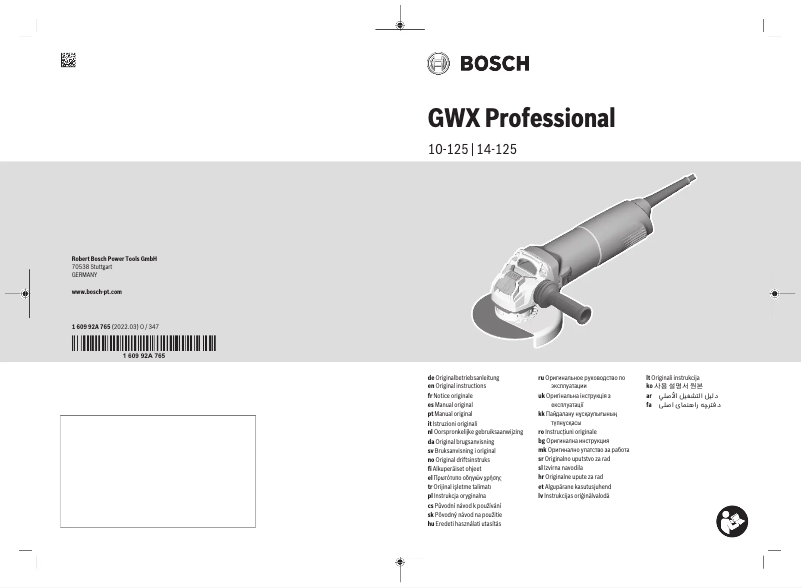 Image de la première page du manuel de l'appareil GWX 10-125 Professional