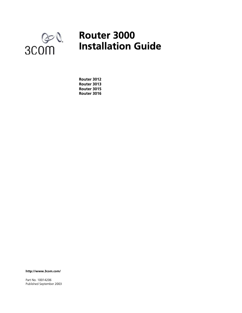 Page n°1 - Manuel utilisateur 3Com Router 3016