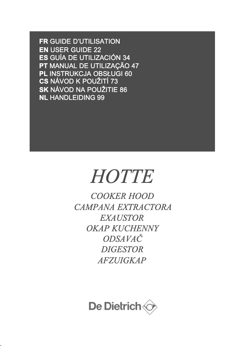 Page 1 de la notice Manuel utilisateur De Dietrich DHV7962X