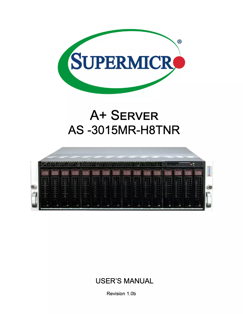 Page 1 de la notice Manuel utilisateur Supermicro SuperServer AS-3015MR-H8TNR