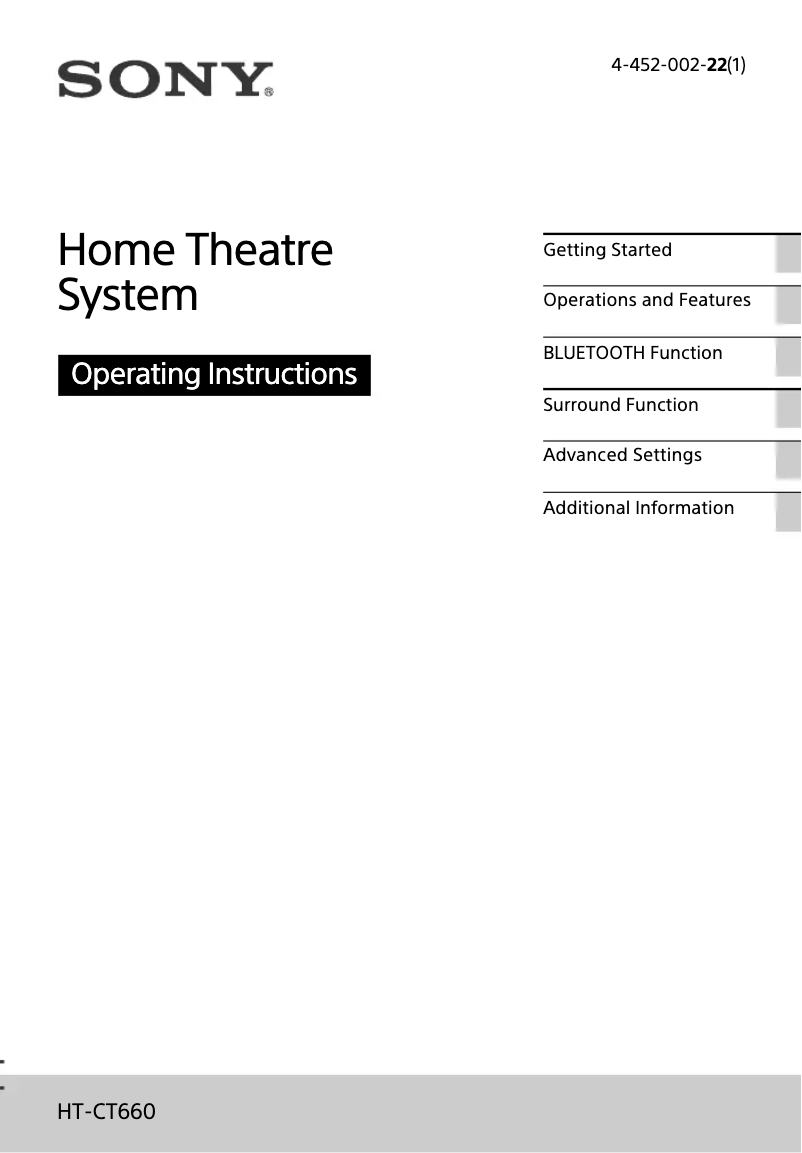 Page 1 de la notice Manuel utilisateur Sony HT-CT660