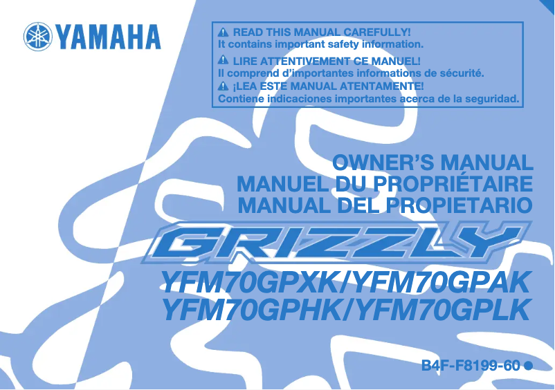 Page 1 de la notice Manuel utilisateur Yamaha Grizzly 700 (2019)