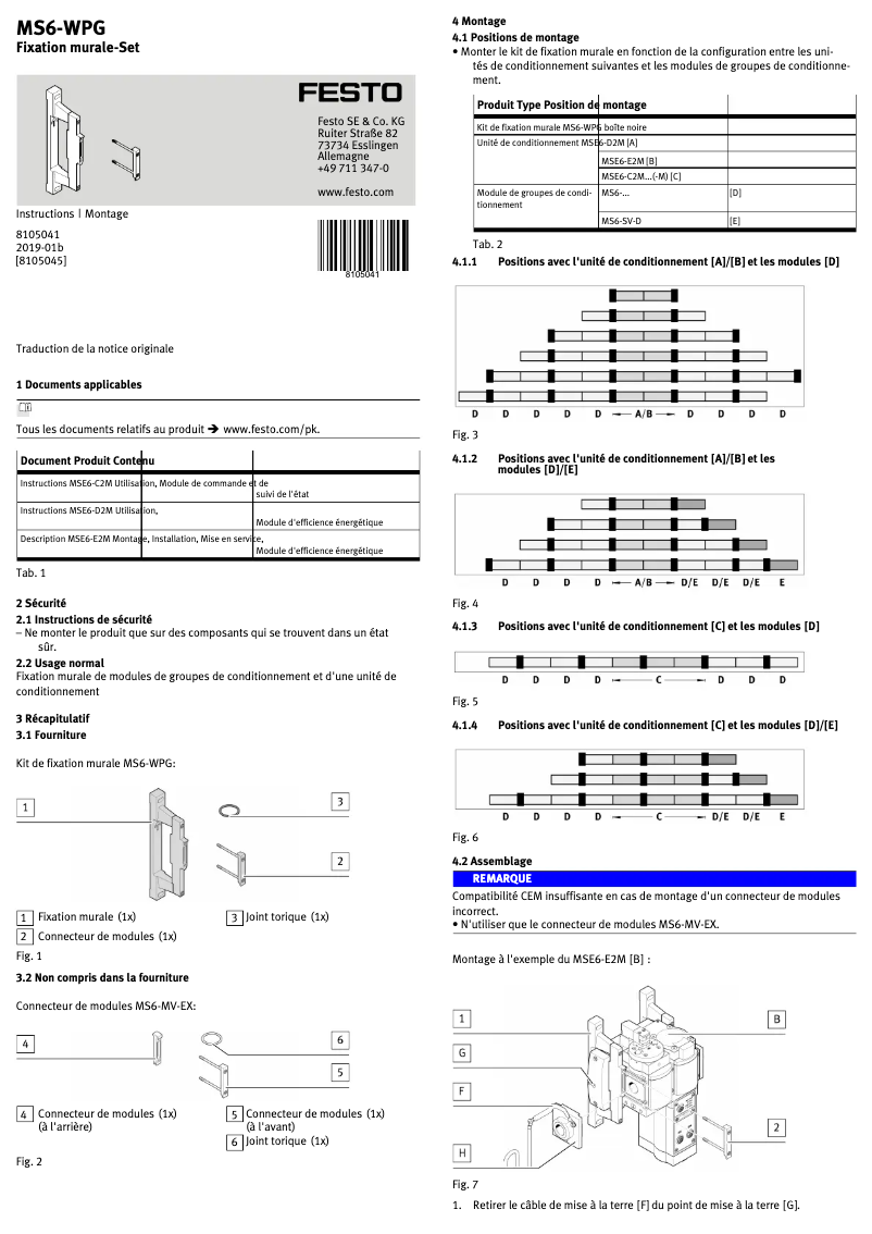 Page 1 de la notice Manuel utilisateur Festo MS6-WPG