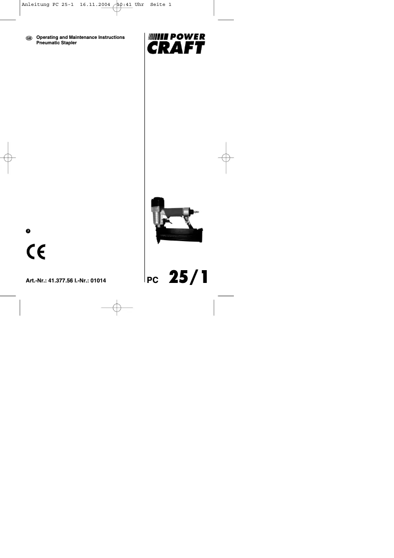 Page n°1 - Manuel utilisateur Power Craft PC 25/1