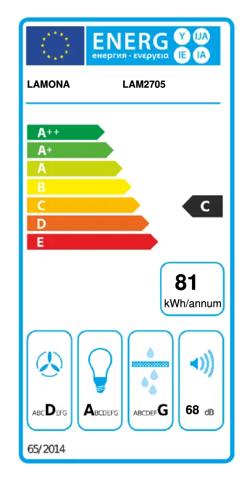 Page 1 de la notice Label énergétique Lamona LAM2705