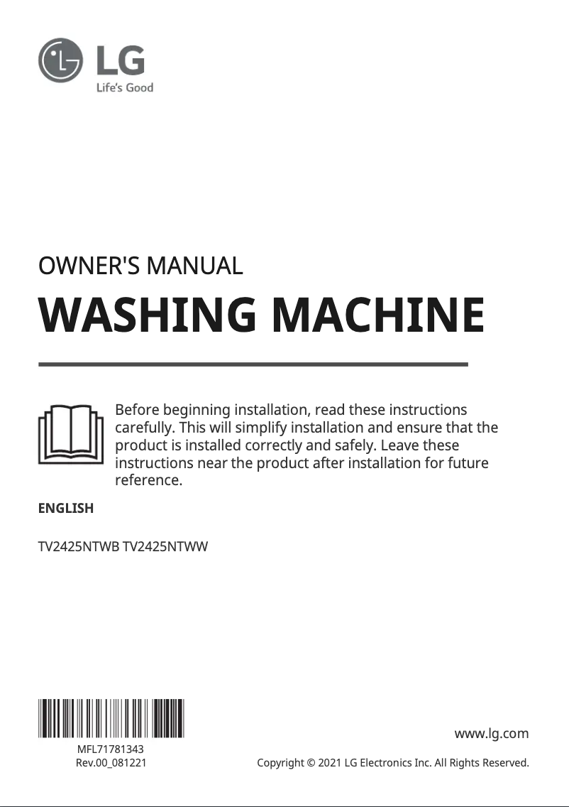 Page 1 de la notice Manuel utilisateur LG TV2425NTWB